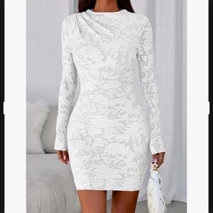 White Lace Long-Sleeve Dress
